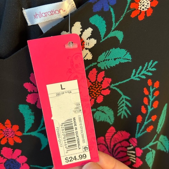 Xhilaration Black Dress with Multicolor Floral Design - Picture 2 of 2